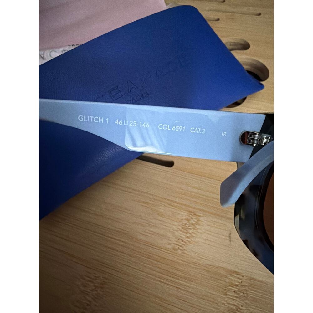 New Face A face glitch 1 6591 blue tortoise sunglasses hand made Italy - Picture 7 of 7